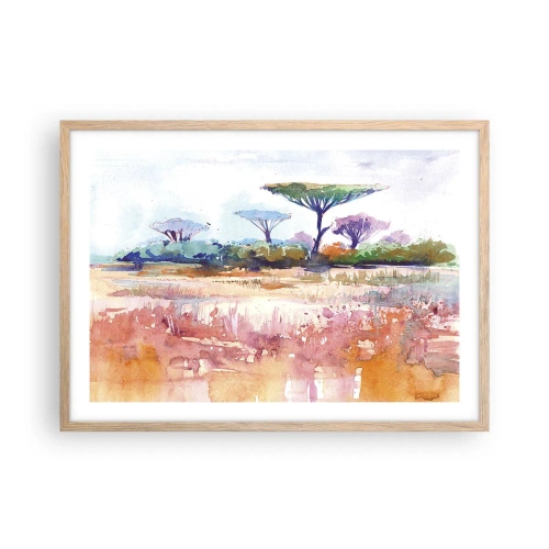 Poster in light oak frame - Colour of Savannah - 70x50 cm