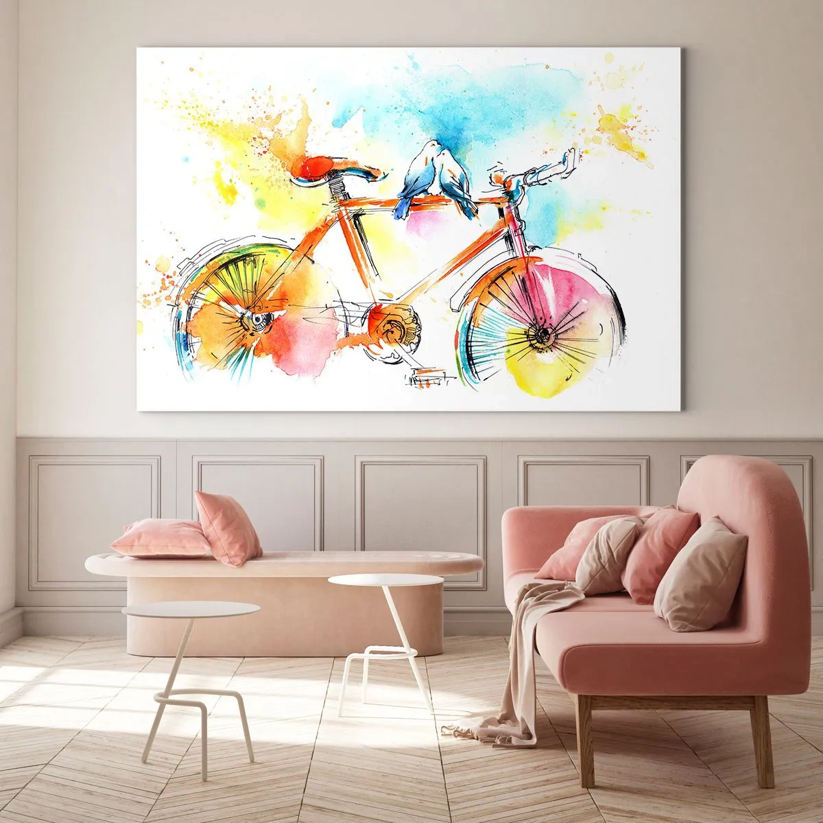 Glass picture - Together on a Bike - 100x70 cm