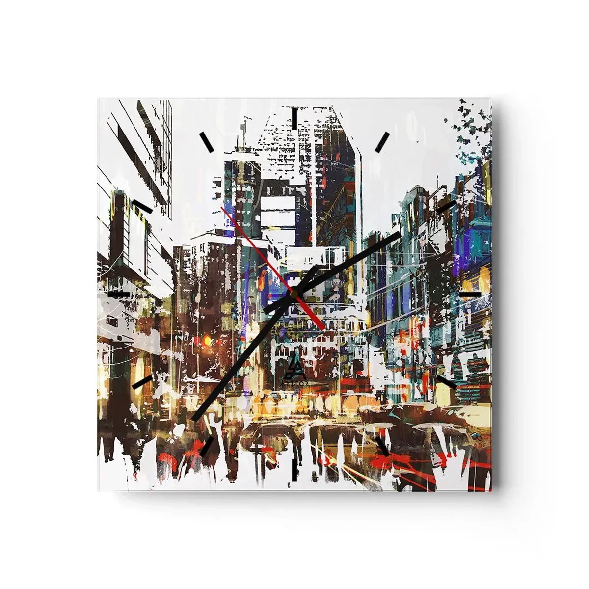 Wall clock - Clock on glass - Sparkling City - 40x40 cm