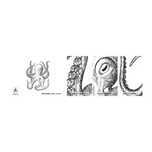 Photo Wallpaper Sample Self-Adhesive Deluxe Sticker - Dancing with the Waves - Octopus, Drawing, Seaside - 100x30 cm