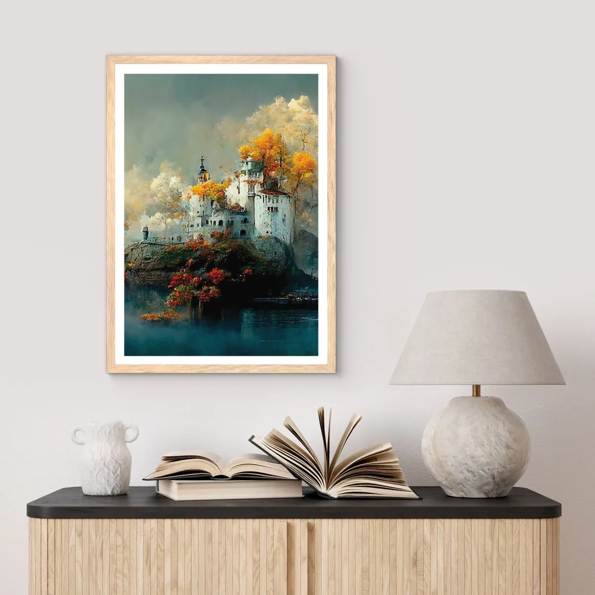 Poster in light oak frame - Beginning of a Romantic Tale - 50x70 cm