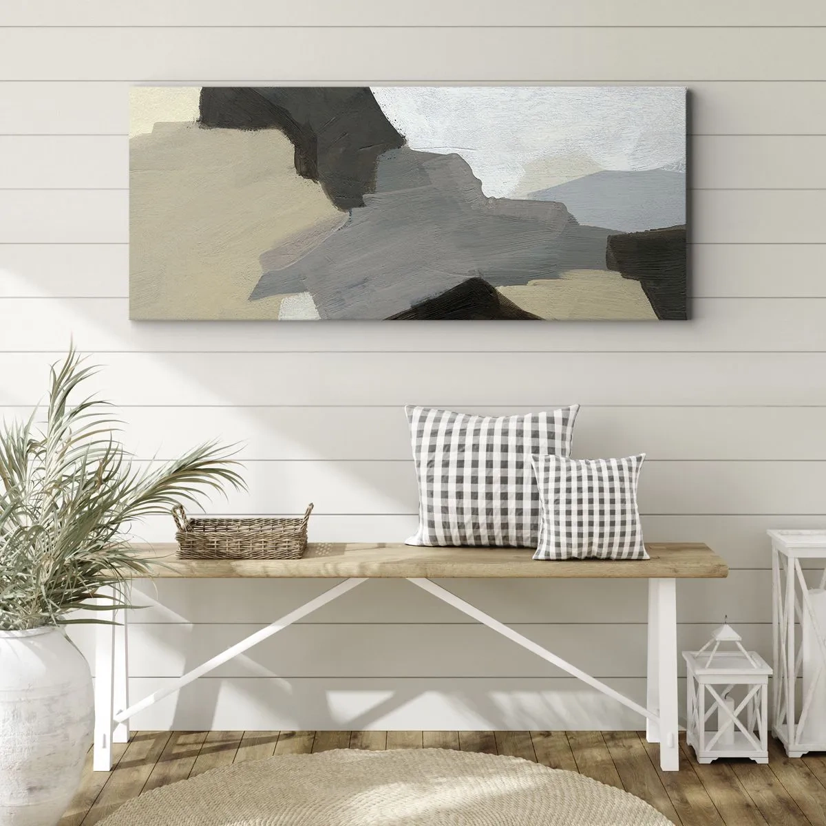 Canvas picture - Abstract: Crossroads of Grey - 120x50 cm