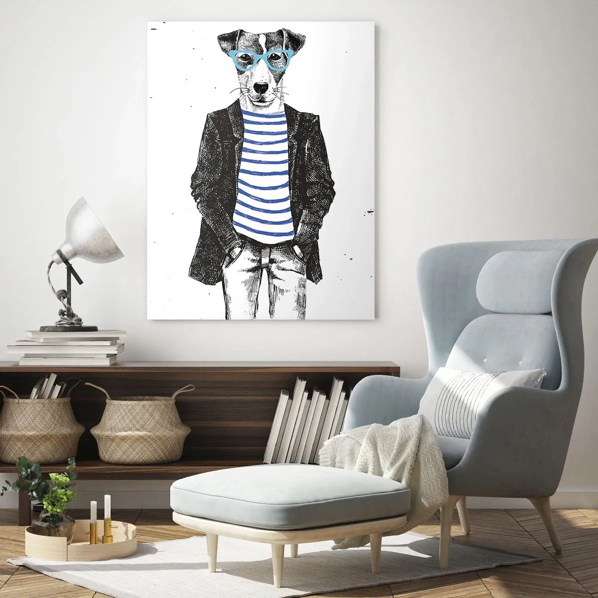 Glass picture - Gentleman Dog - 80x120 cm