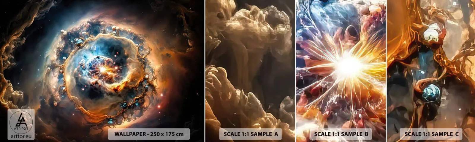 Photo Wallpaper Sample Self-Adhesive Deluxe Sticker - Beginning - Universe, Cosmos, Galaxy - 100x30 cm