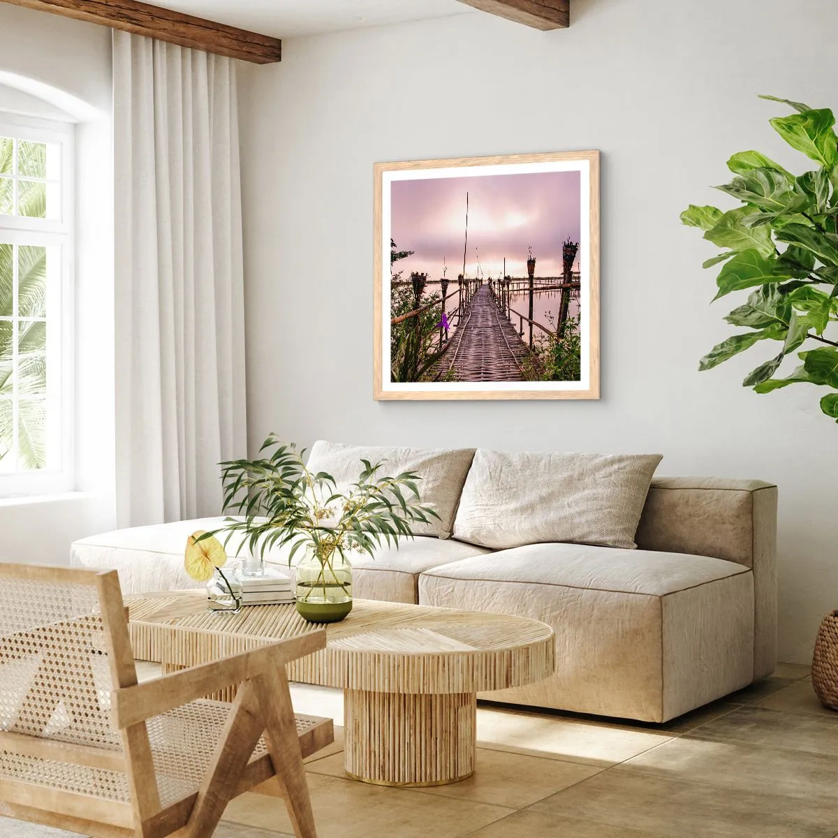 Poster in light oak frame - Peace and Quiet of Asia - 50x50 cm