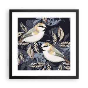 Poster in black frame - Blue and Yellow Chirp - 40x40 cm
