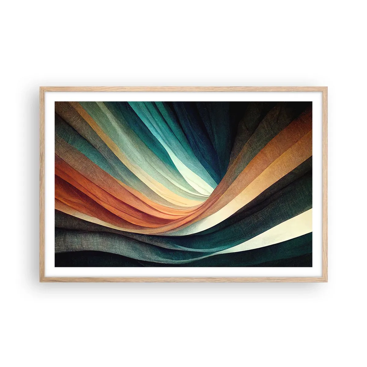 Poster in light oak frame - Woven from Colours - 91x61 cm