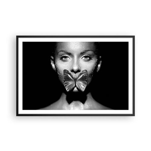 Poster in black frame - Butterfly Kiss - 91x61 cm