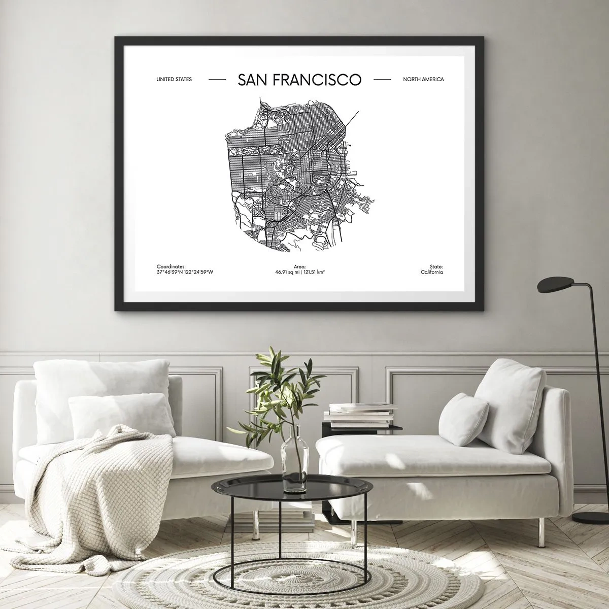 Poster in black frame - Anatomy of San Francisco - 91x61 cm