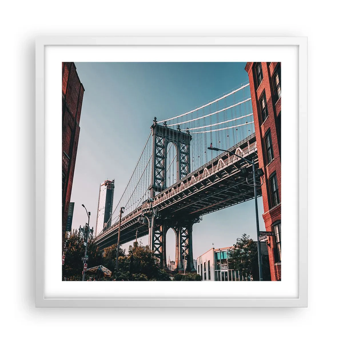 Poster in white frmae - Over the City Waves - 50x50 cm