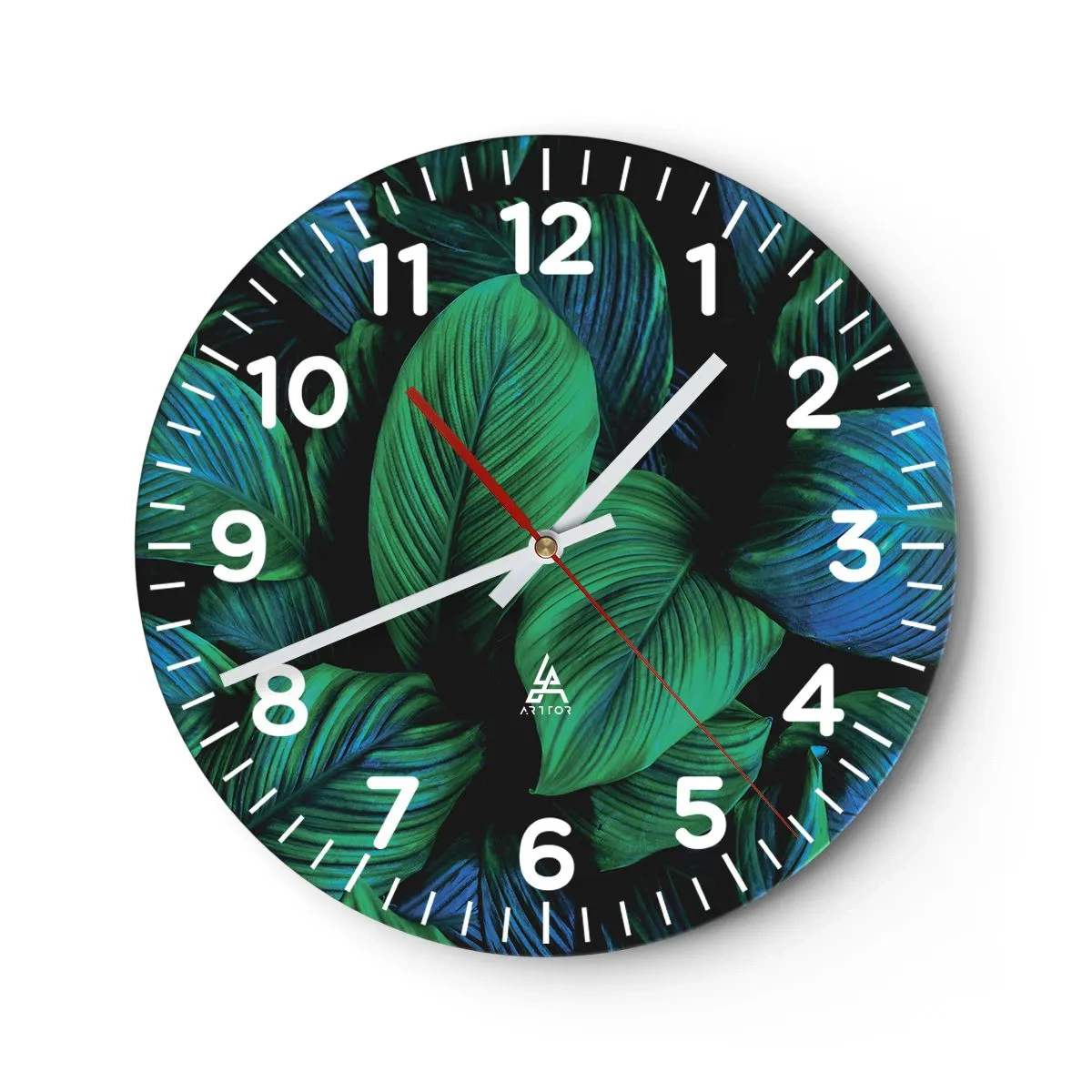 Wall clock - Clock on glass - In a Green Crowd - 40x40 cm