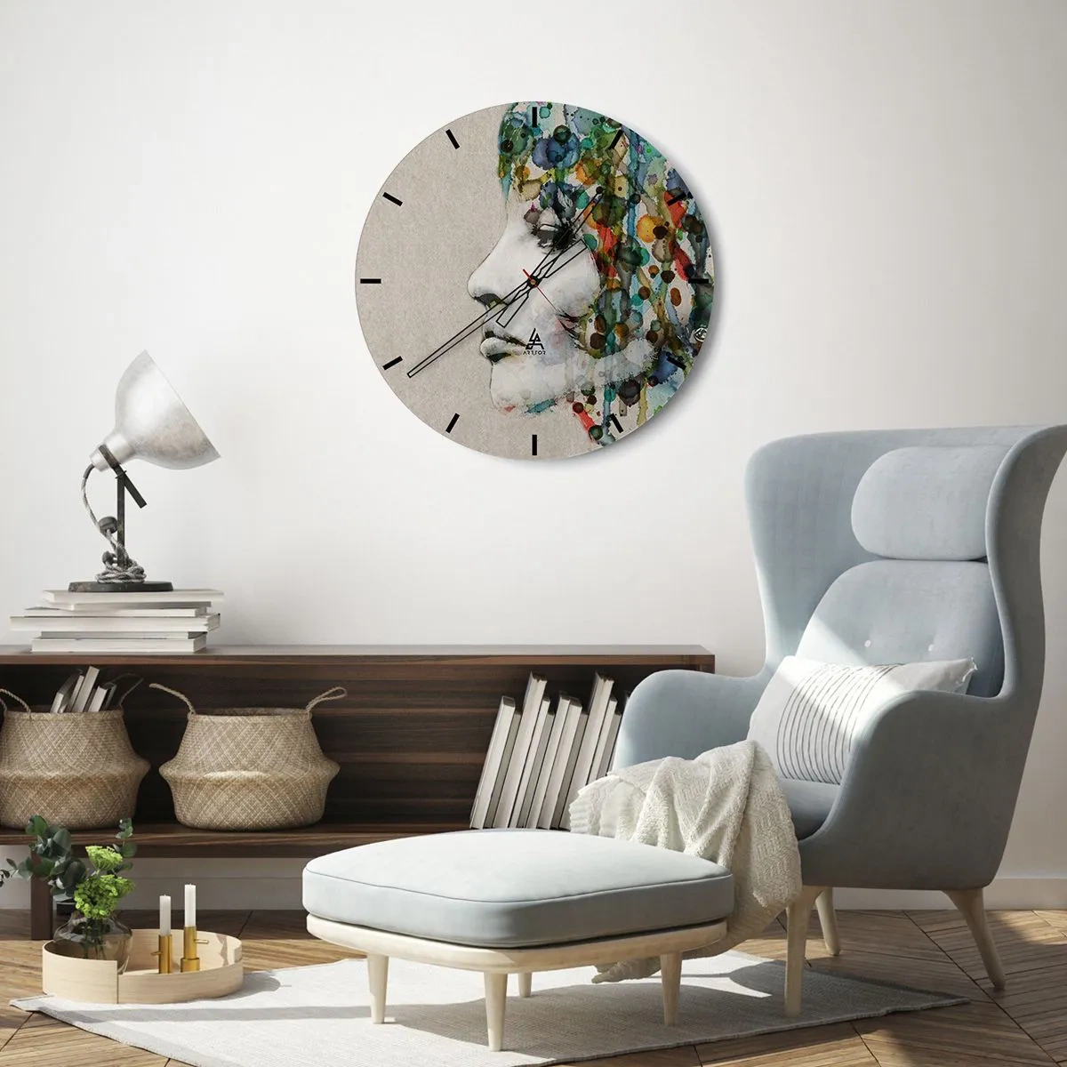 Wall clock - Clock on glass - Emerged from Greyness - 40x40 cm