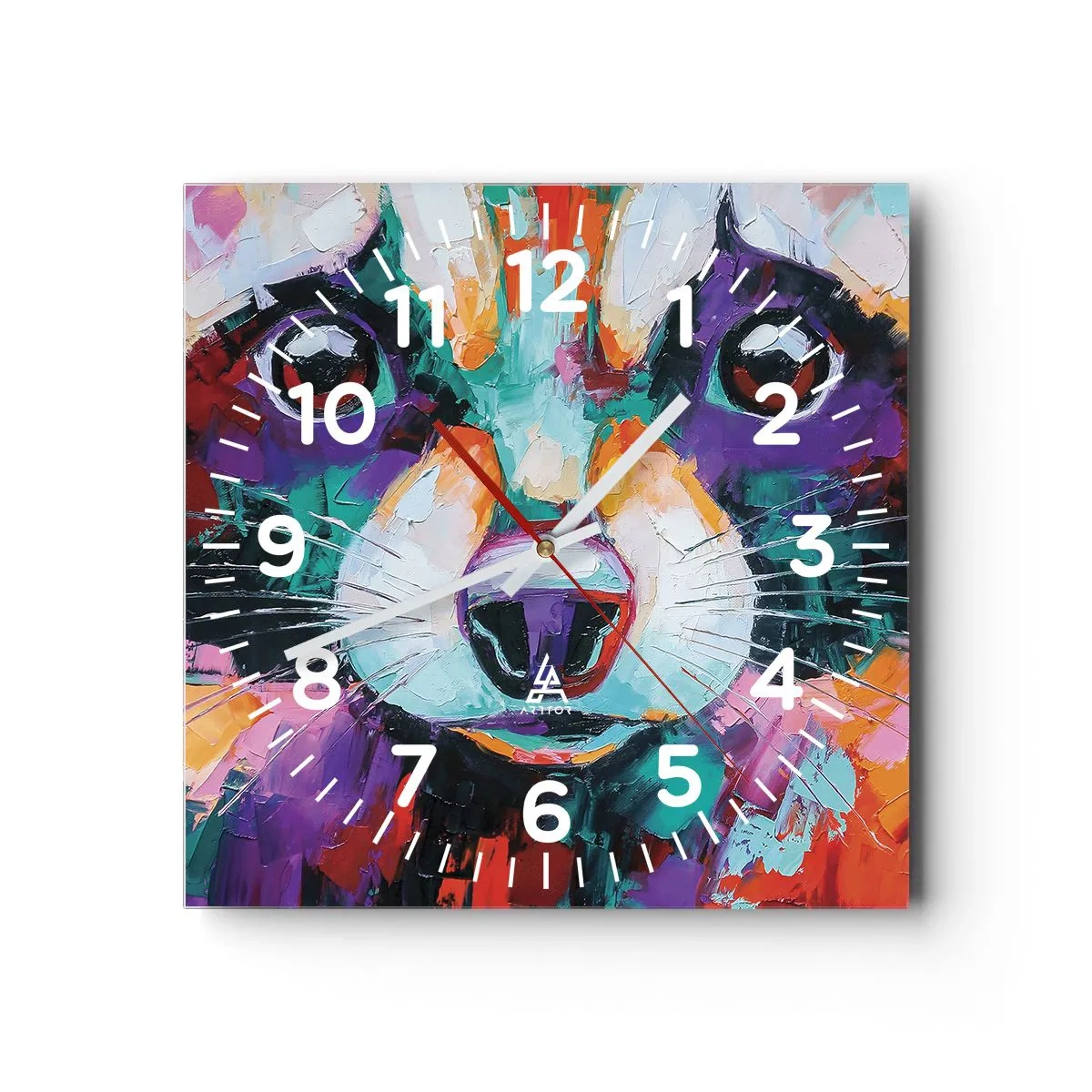 Wall clock - Clock on glass - Only Good Emotions - 40x40 cm