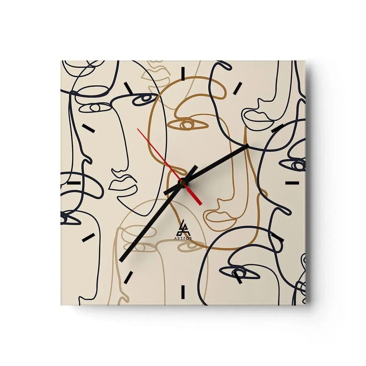 Wall clock - Clock on glass - Multiplied Portrait - 40x40 cm