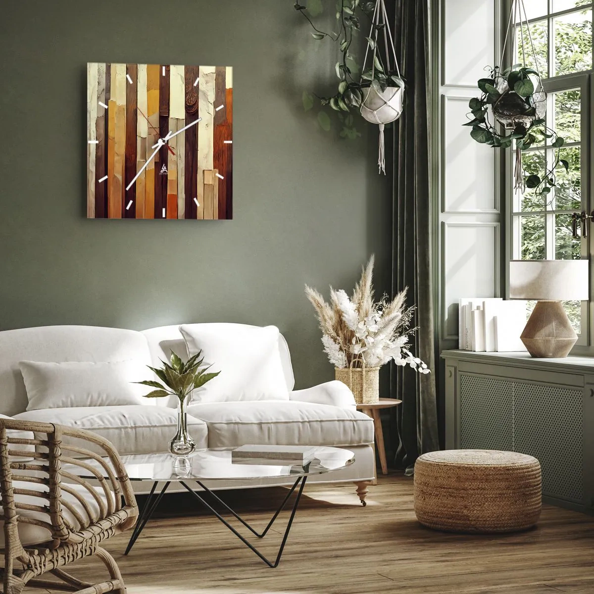 Wall clock - Clock on glass - Anthem of Forest Birds - 40x40 cm