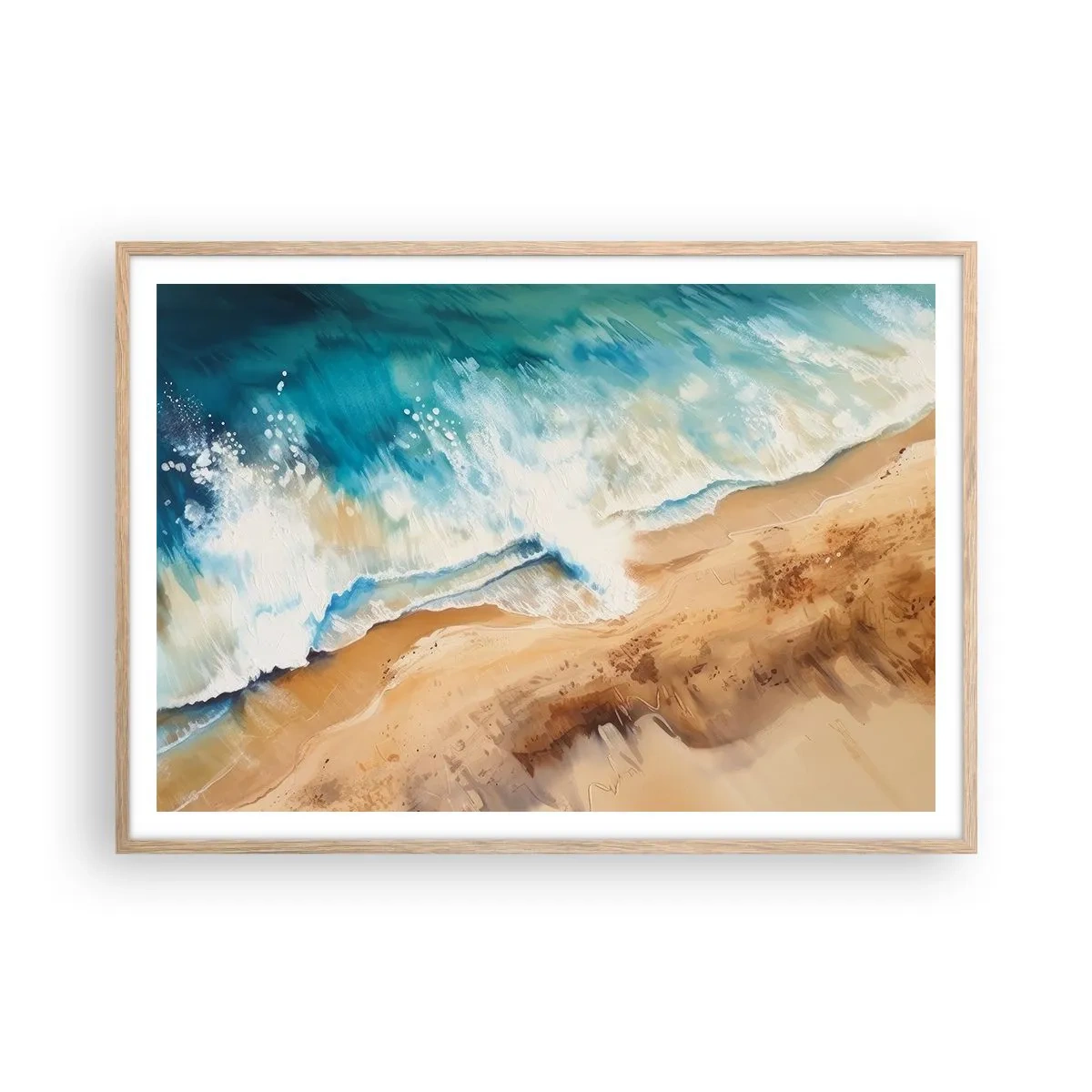 Poster in light oak frame - Returning Wave - 100x70 cm