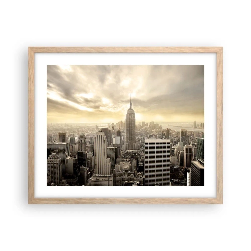 Poster in light oak frame - New York Woven in Grey - 50x40 cm