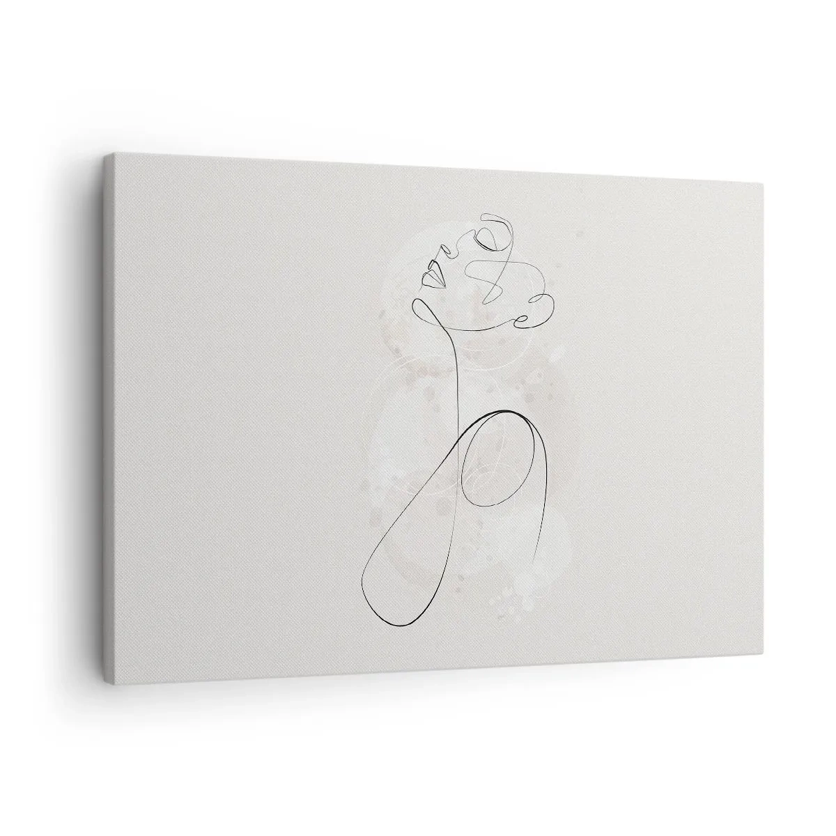 Canvas picture - Minimalist face contour with a flower on a light background - 70x50cm - Spiral of Beauty - Modern wall decoration for the living room and bedroom ARTTOR