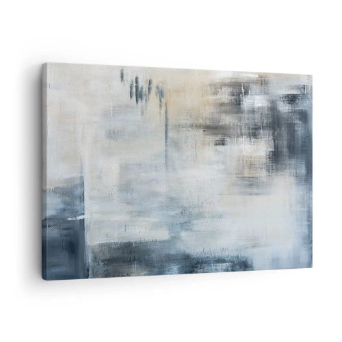 Canvas picture - Abstract composition in shades of blue and gray - 70x50cm - Behind the Curtain of Blue - Modern wall decoration for the living room and bedroom ARTTOR