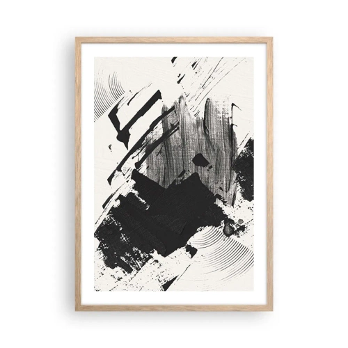 Poster in light oak frame - Abstract - Expression of Black - 50x70 cm