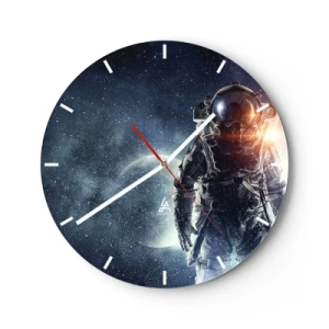 Wall clock - Clock on glass - Space Adventure - 40x40 cm