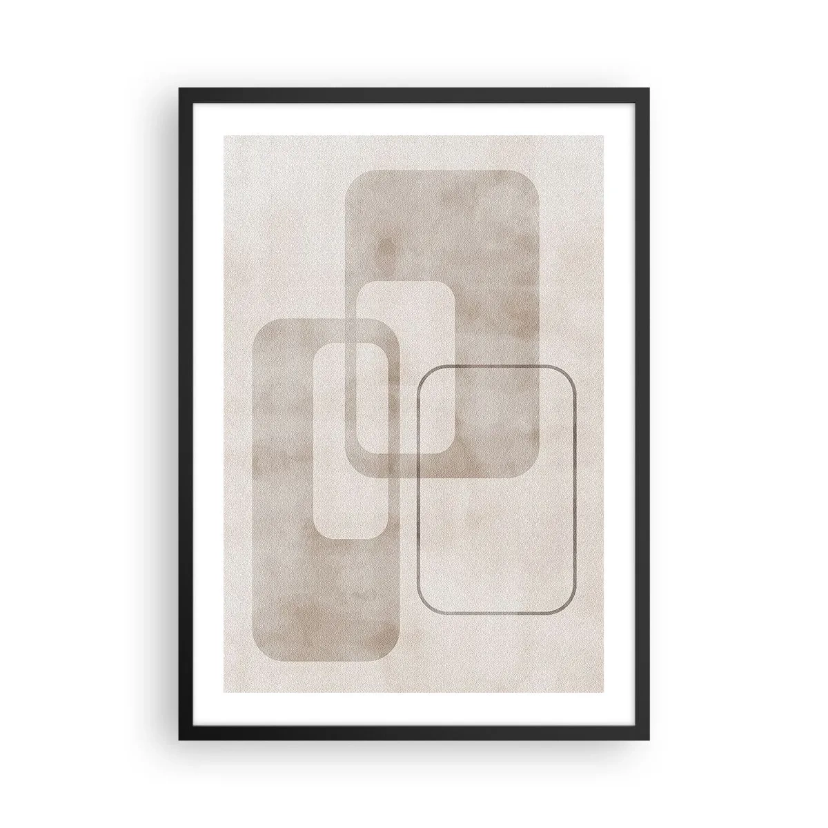 Poster in black frame - Minimalist geometric shapes in shades of beige - 50x70cm - Geometrical Grout - Modern wall decoration for the living room and bedroom ARTTOR
