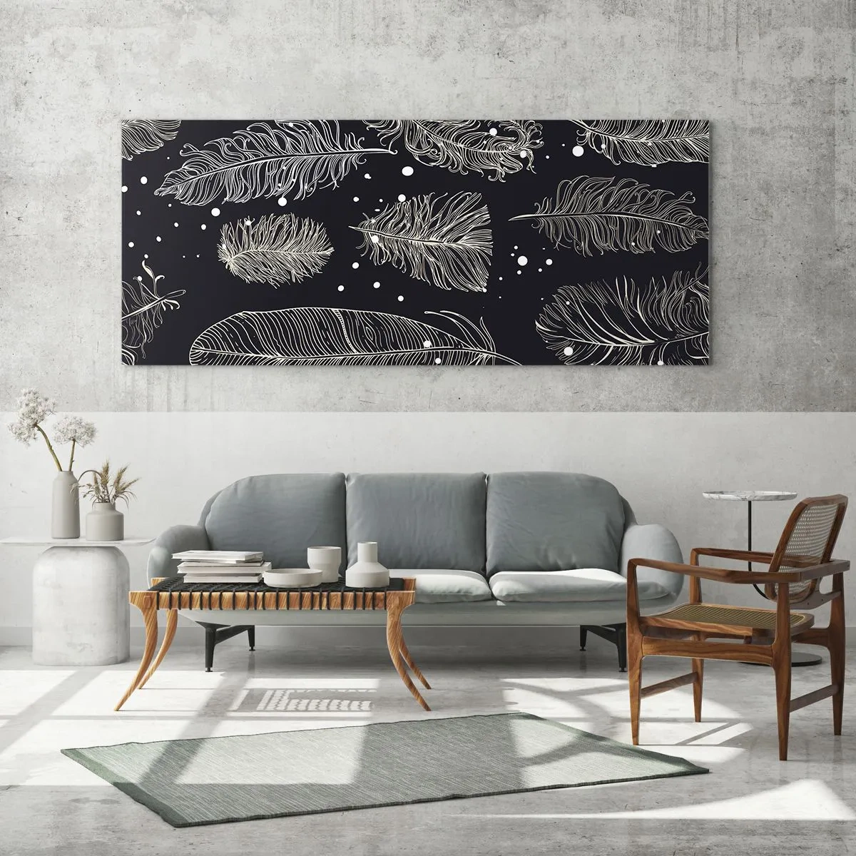 Glass picture - Feathery Lace - 100x40 cm
