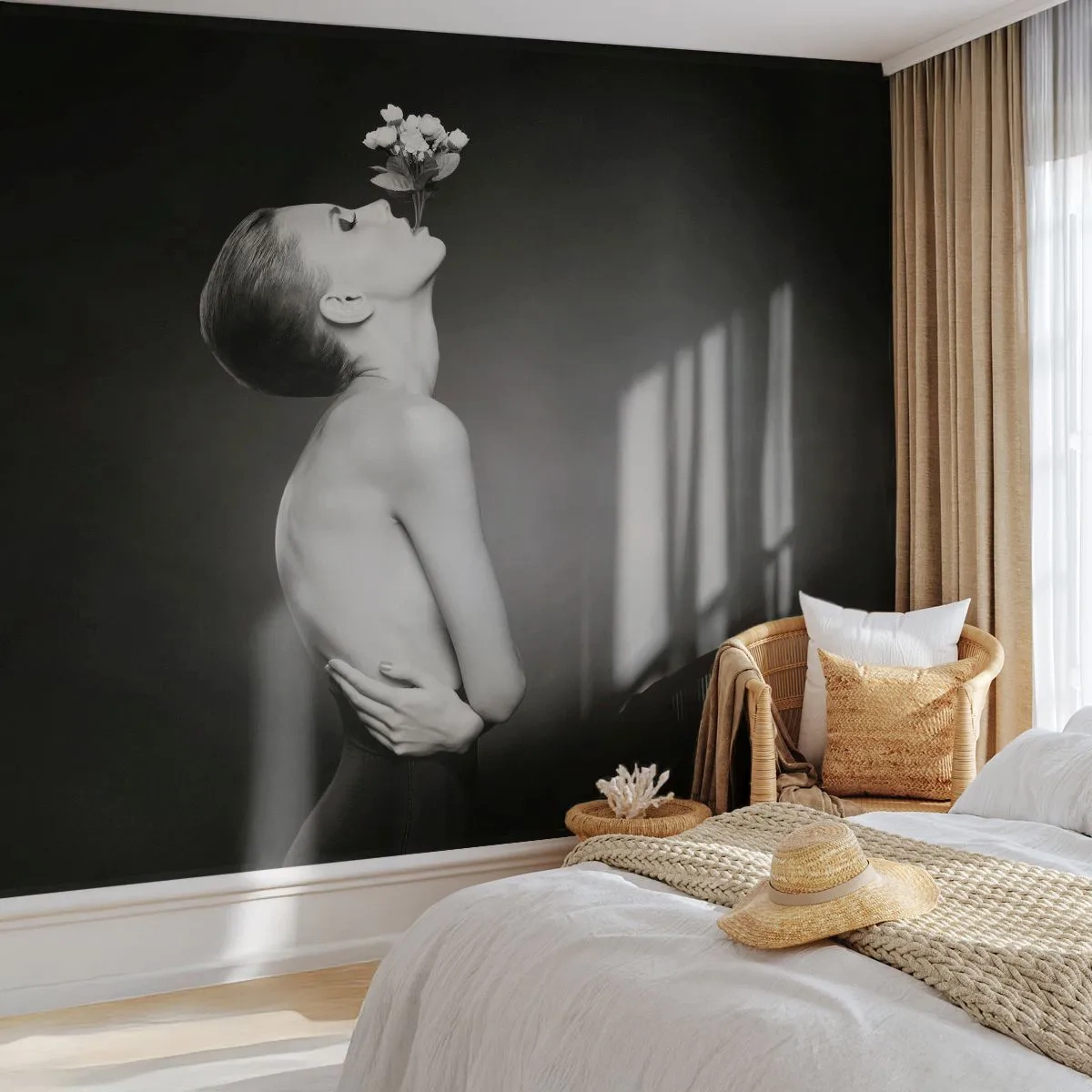 Photo Wallpaper Standard Eco - Eccentric Elegance - Body, Flowers, Model - 300x210 cm