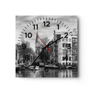 Wall clock - Clock on glass - Amsterdam Atmosphere - 40x40 cm