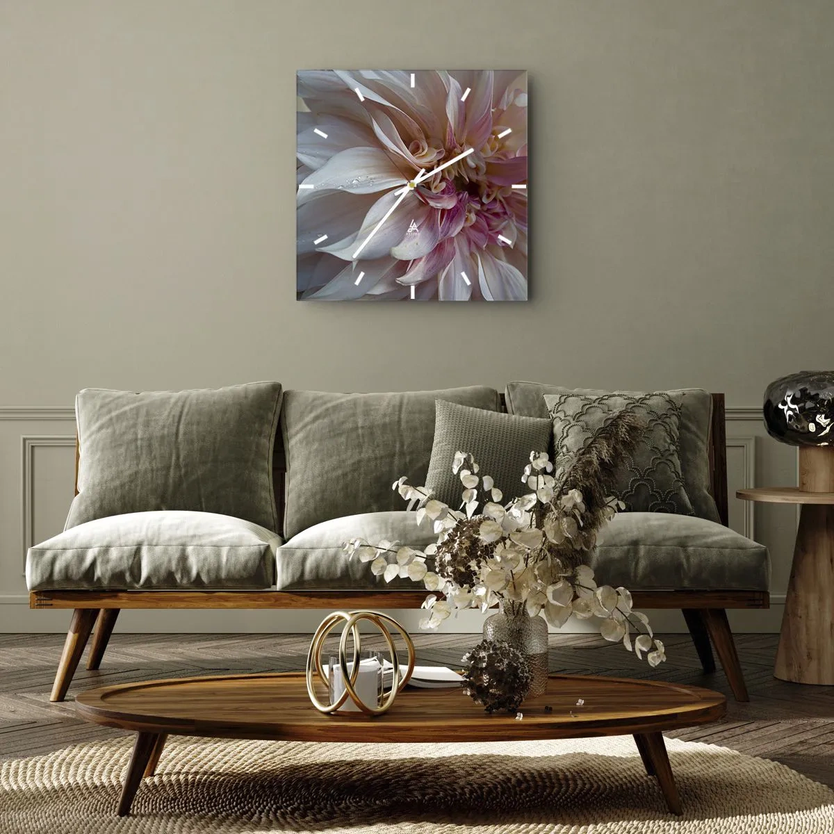 Wall clock - Clock on glass - Blooming Freshness - 30x30 cm