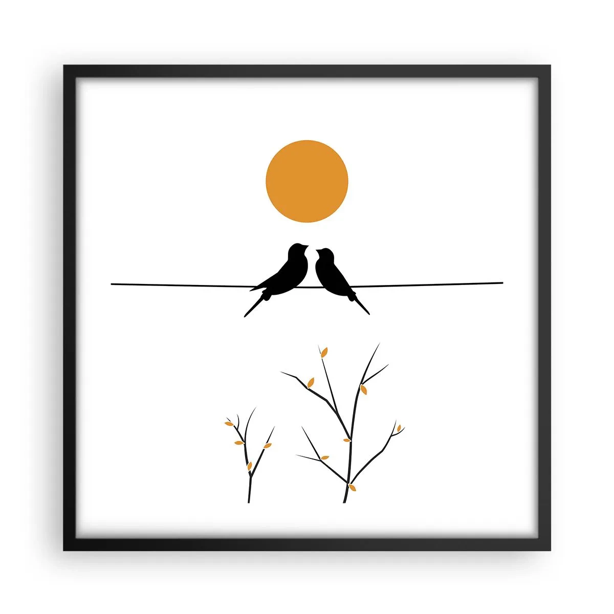 Poster in black frame - Nightingale Evening - 50x50 cm