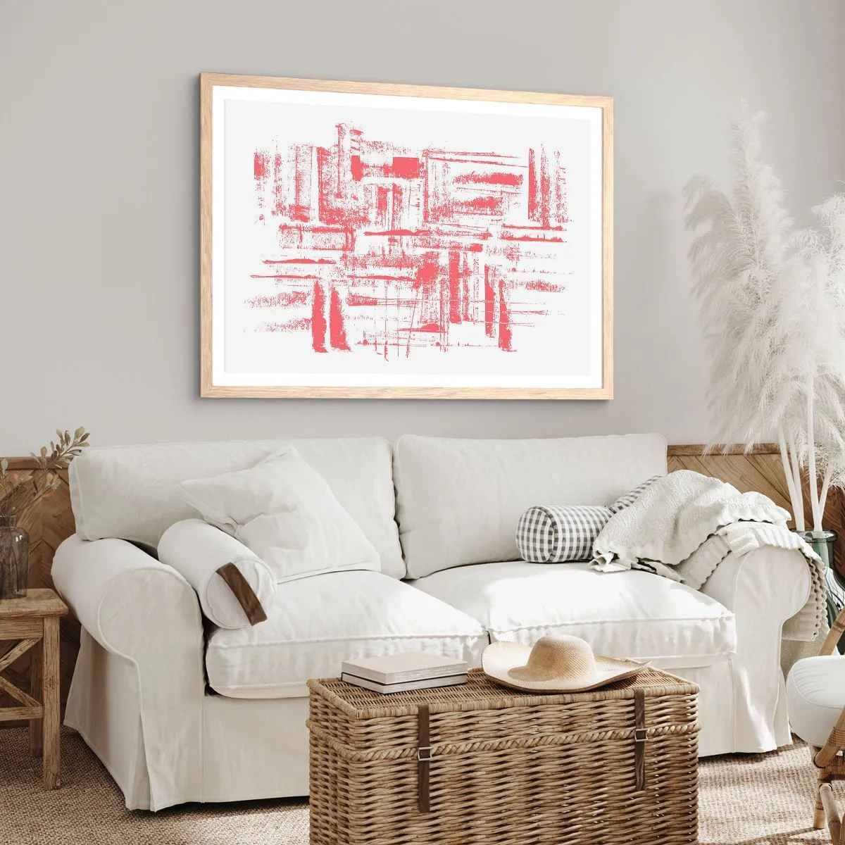 Poster in light oak frame - Red City - 91x61 cm