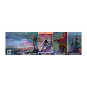 Photo Wallpaper Sample Self-Adhesive Deluxe Sticker - Under Gentle Sky - Abstraction, Landscape, Mountains - 100x30 cm