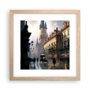 Poster in light oak frame - Charm of Evening in Prague - 30x30 cm