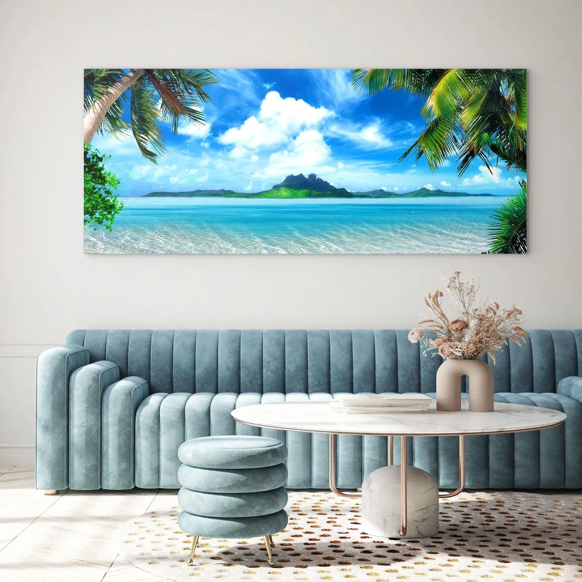 Glass picture - Blue Tropics - 90x30 cm