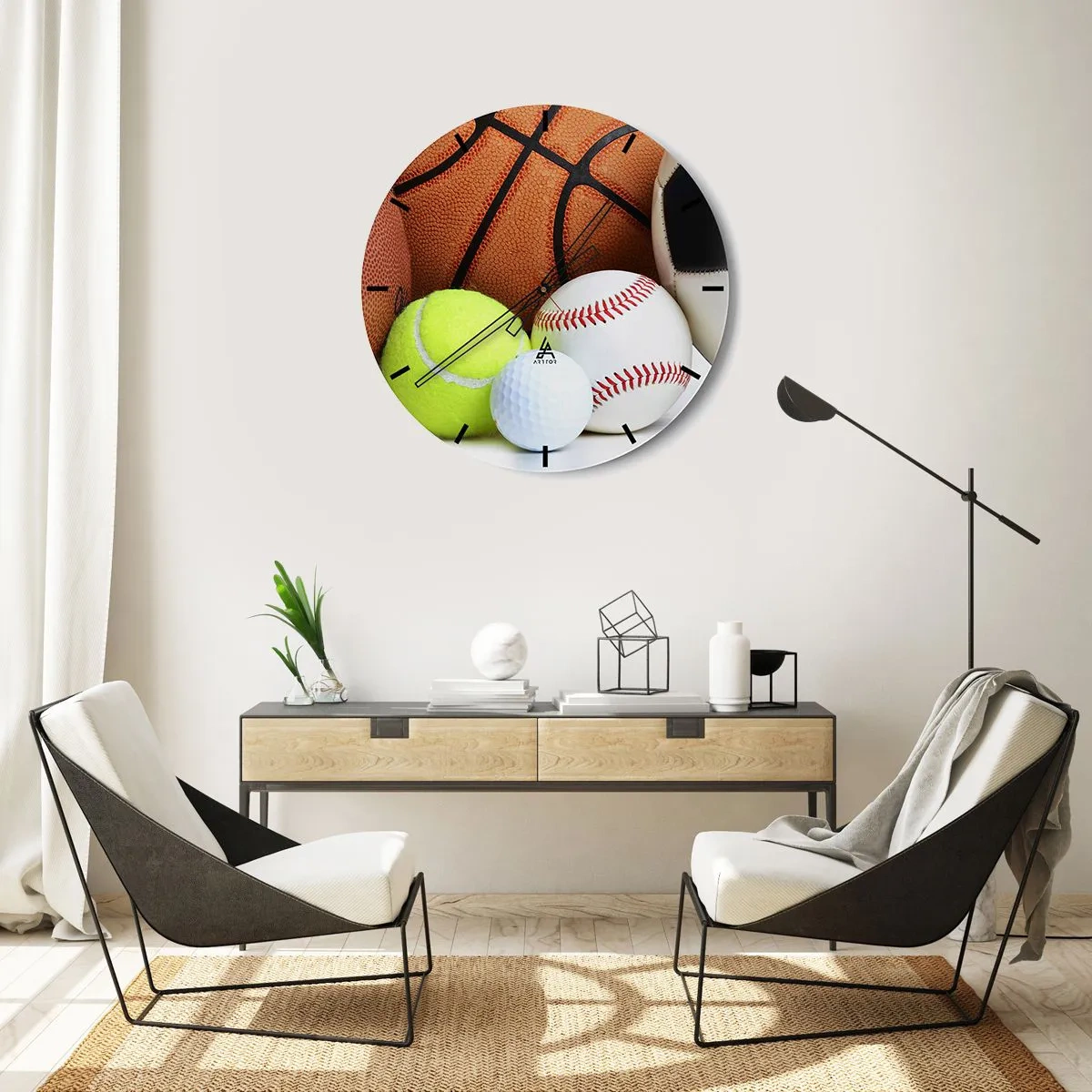 Wall clock - Clock on glass - Football Unites Us - 40x40 cm