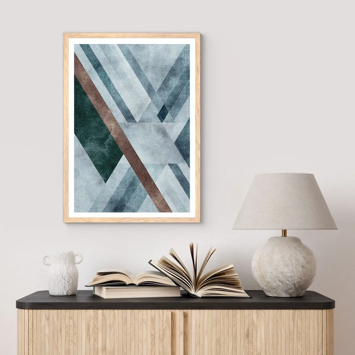 Poster in light oak frame - Refined Elegance of Geometry - 50x70 cm