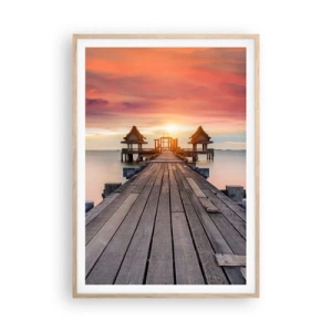 Poster in light oak frame - Sunset on the East - 70x100 cm