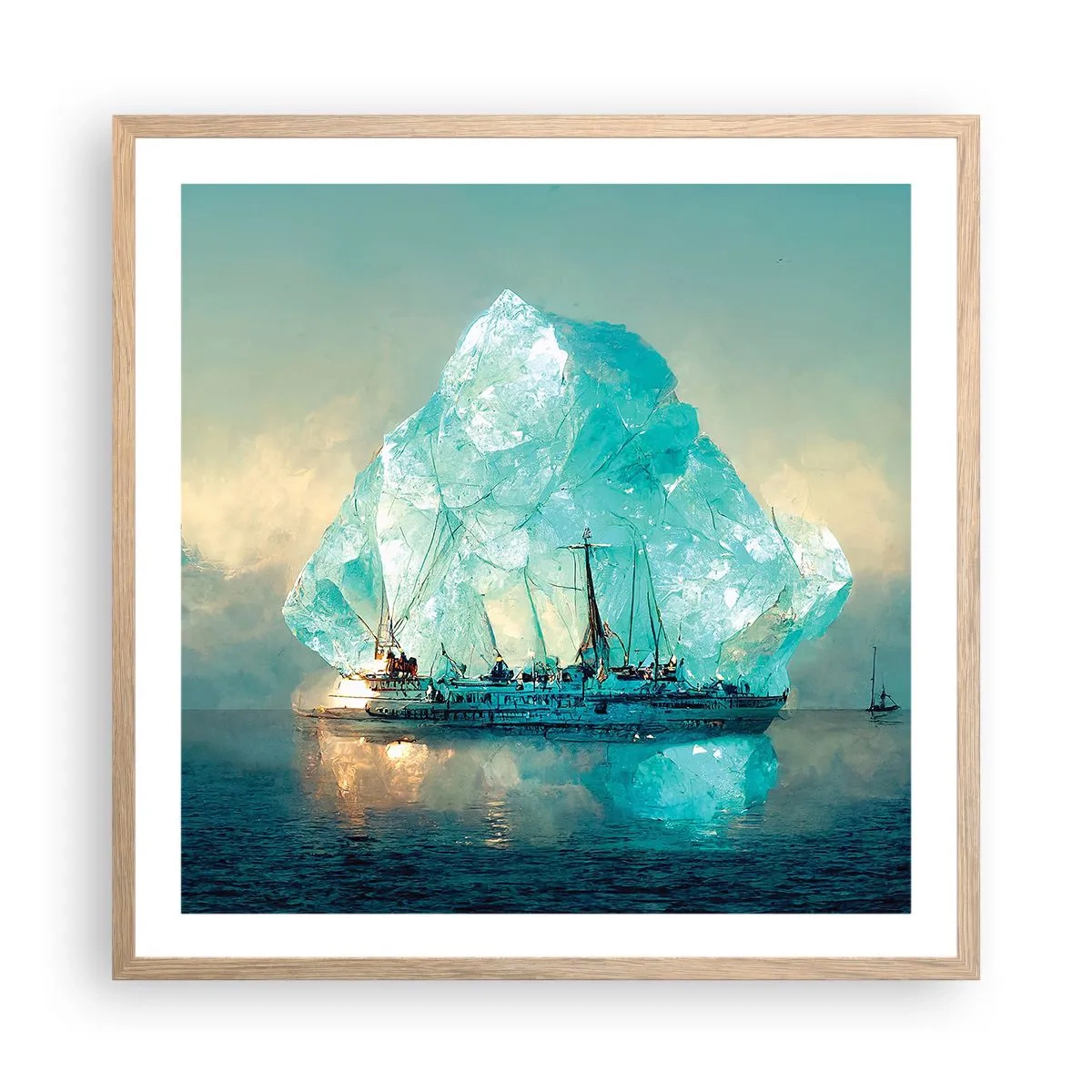 Poster in light oak frame - Arctic Diamond - 60x60 cm