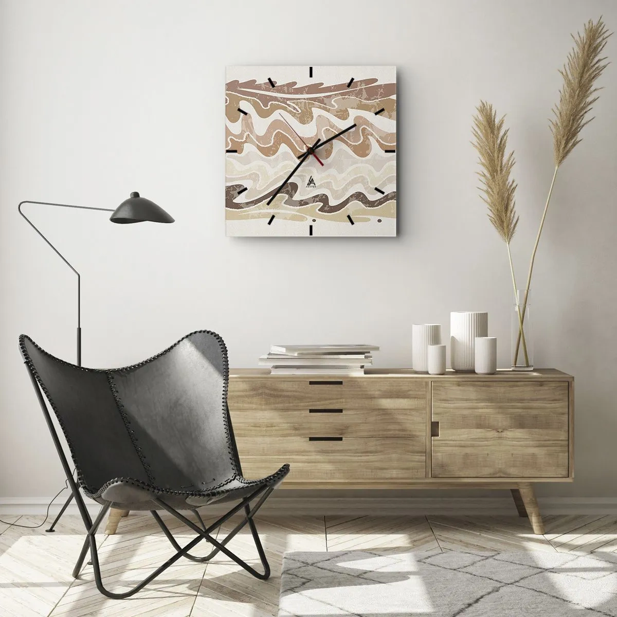 Wall clock - Clock on glass - Good Energy - Good Emotions - 40x40 cm