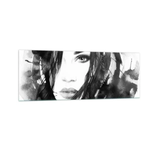 Glass picture - Portriat of a Lady in  Black and White - 140x50 cm