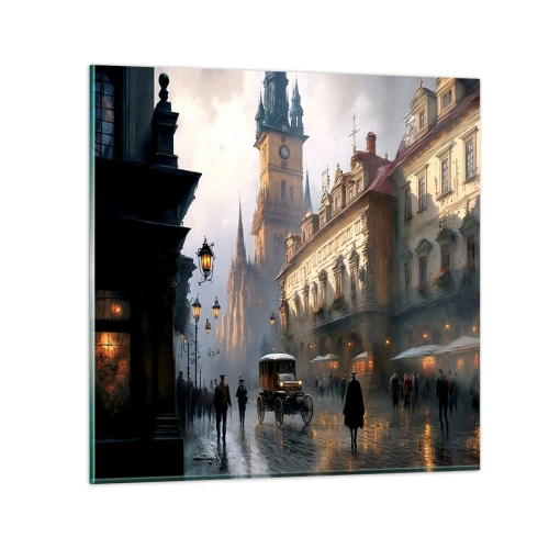 Glass picture - Charm of Evening in Prague - 60x60 cm