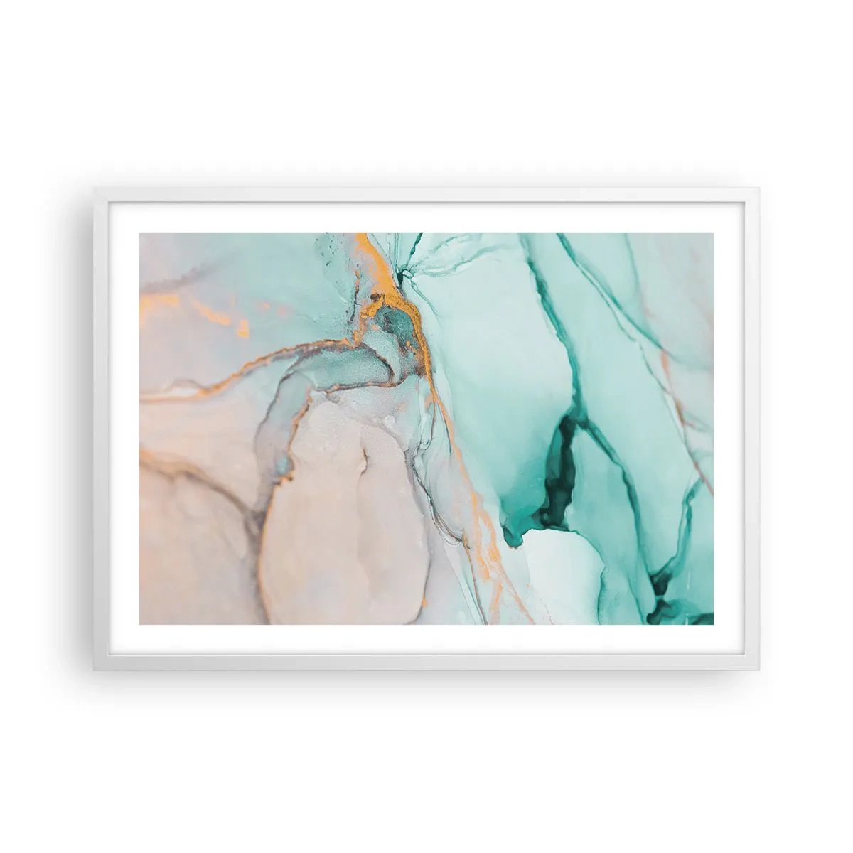 Poster in white frmae - Dance of Shapes and Colours - 70x50 cm