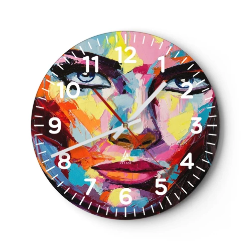 Wall clock - Clock on glass - Soul Is Also Colourful - 30x30 cm