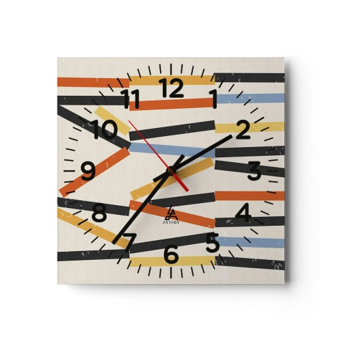 Wall clock - Clock on glass - Horizontal Composition - 30x30 cm