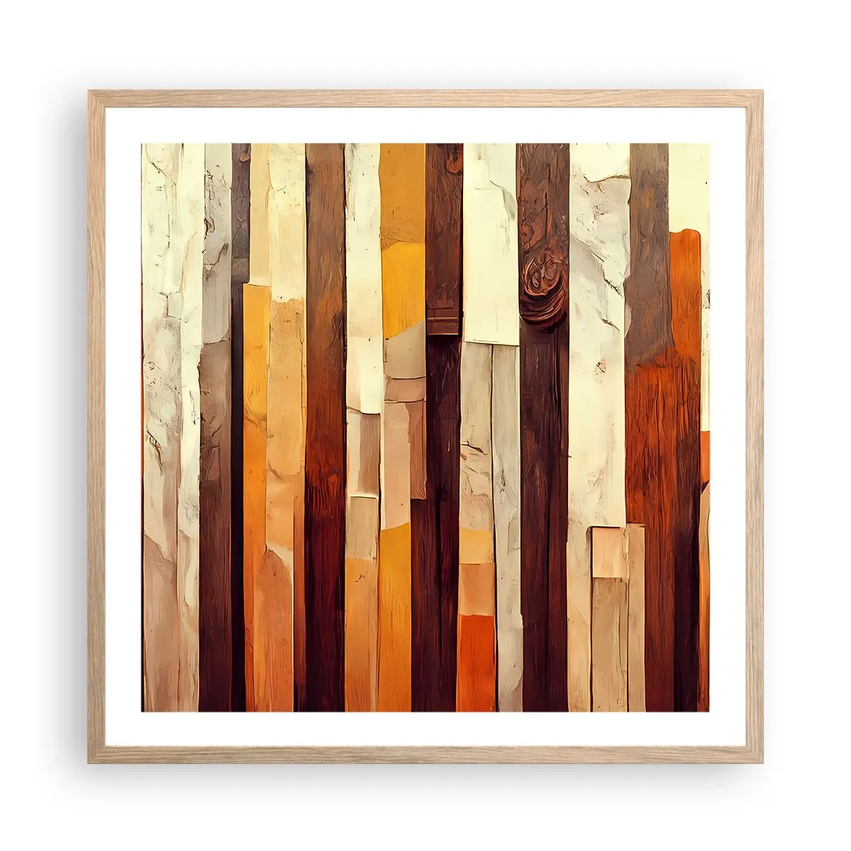Poster in light oak frame - Anthem of Forest Birds - 60x60 cm