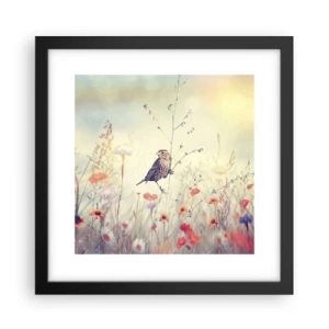 Poster in black frame - Bird Portrait with a Meadow in the Background - 30x30 cm