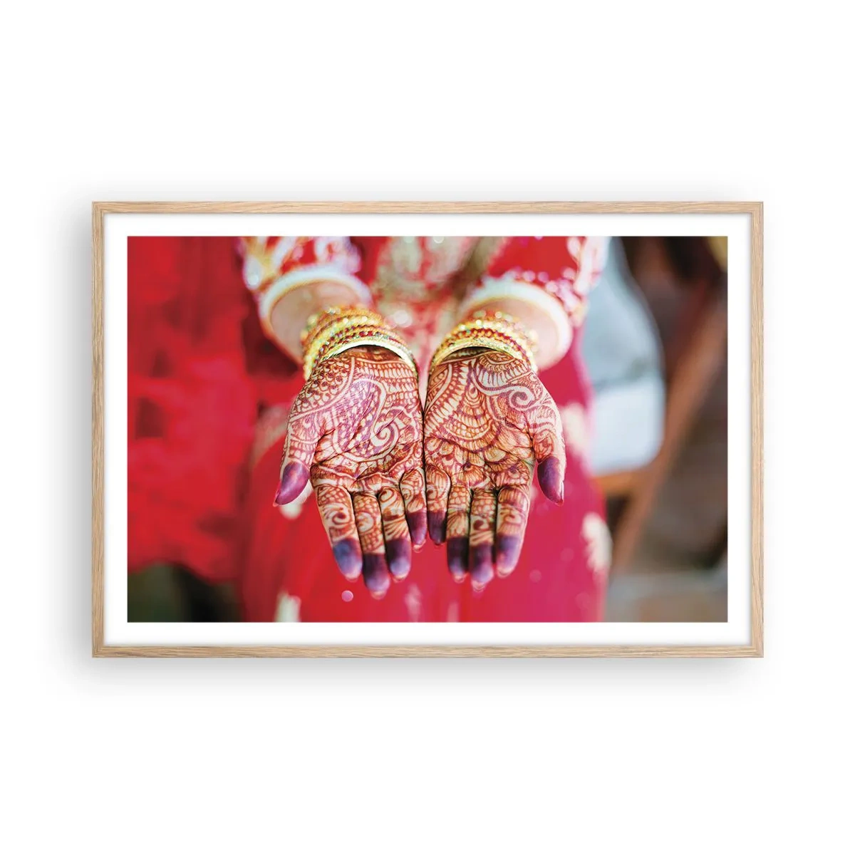 Poster in light oak frame - Readt to Catch Happiness - 91x61 cm