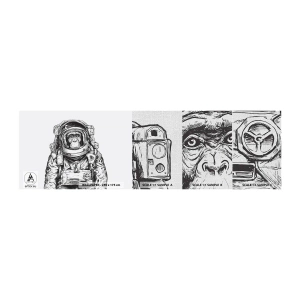 Photo Wallpaper Sample Premium Canvas - Alternative Revolution - Abstraction, Astronaut, Monkey - 100x30 cm