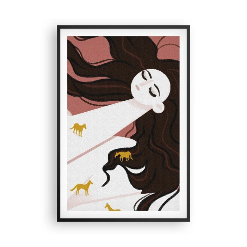 Poster in black frame - Dream of a Golden Horse - 61x91 cm